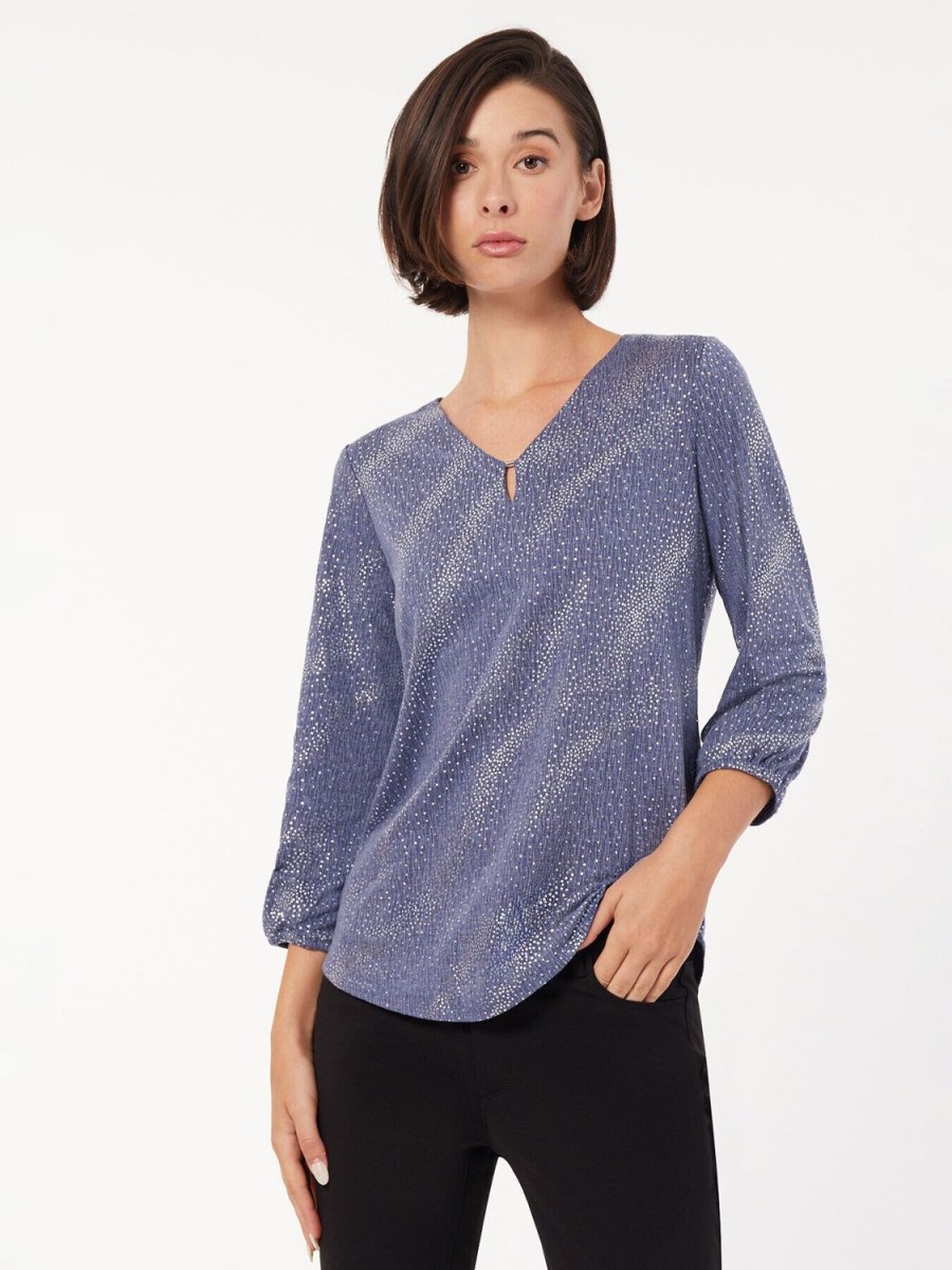 Jones New York Keyhole Neckline Moss Crepe Top