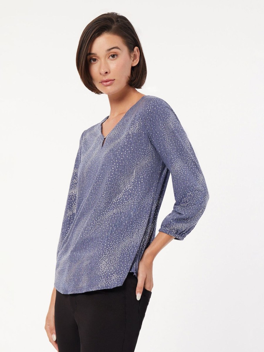 Jones New York Keyhole Neckline Moss Crepe Top