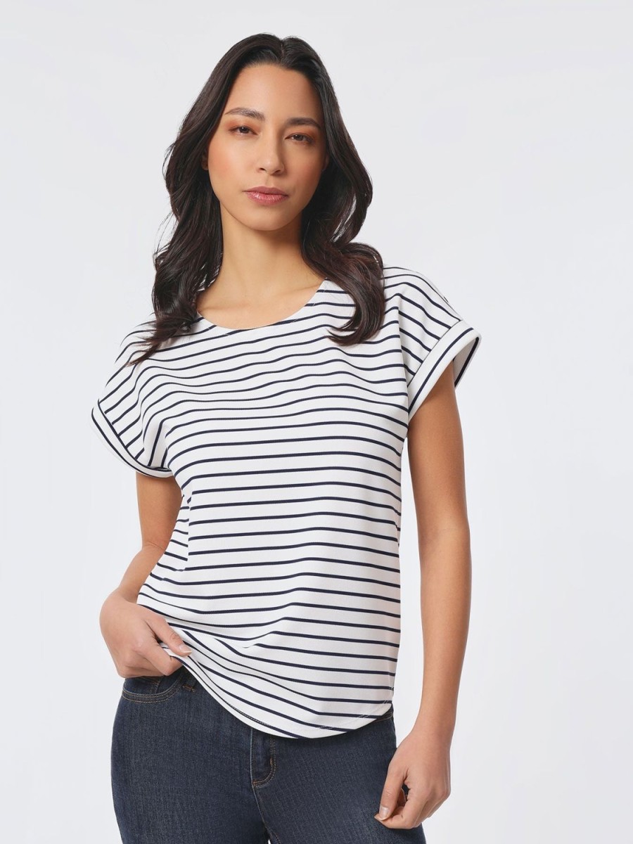 Jones New York Plus Size Striped Pique Pullover Tee