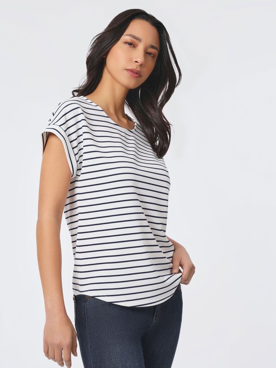 Jones New York Plus Size Striped Pique Pullover Tee