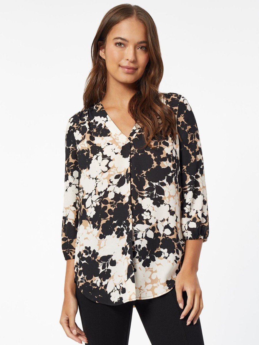 Jones New York Printed Satin Twill Kelly Blouse