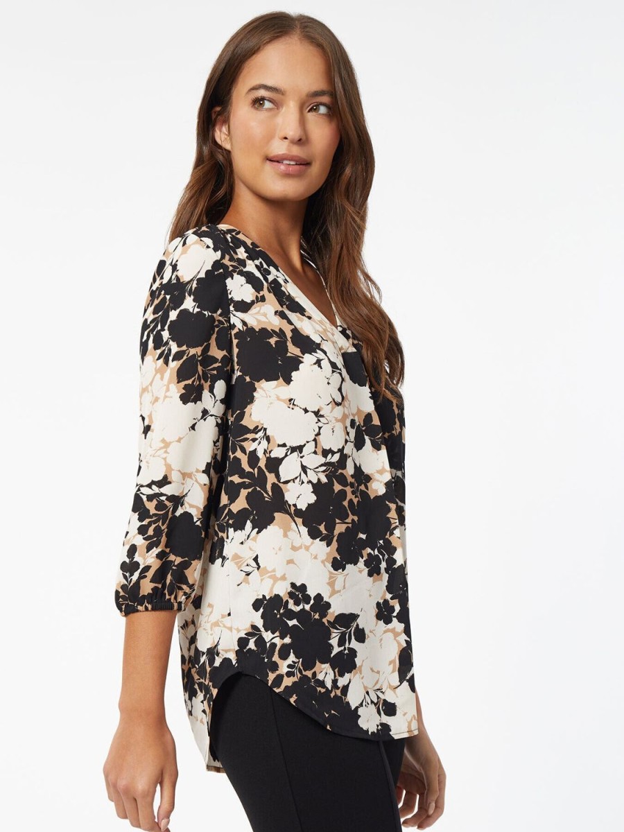 Jones New York Printed Satin Twill Kelly Blouse