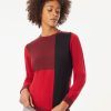 Jones New York Colorblock Crew Neck Button Detail Sweater