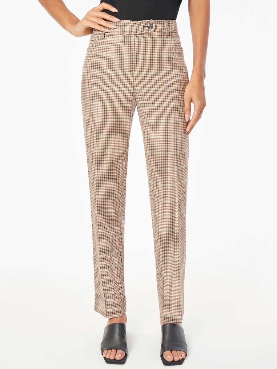 Jones New York Plaid Fly-Front Slim Leg Pants