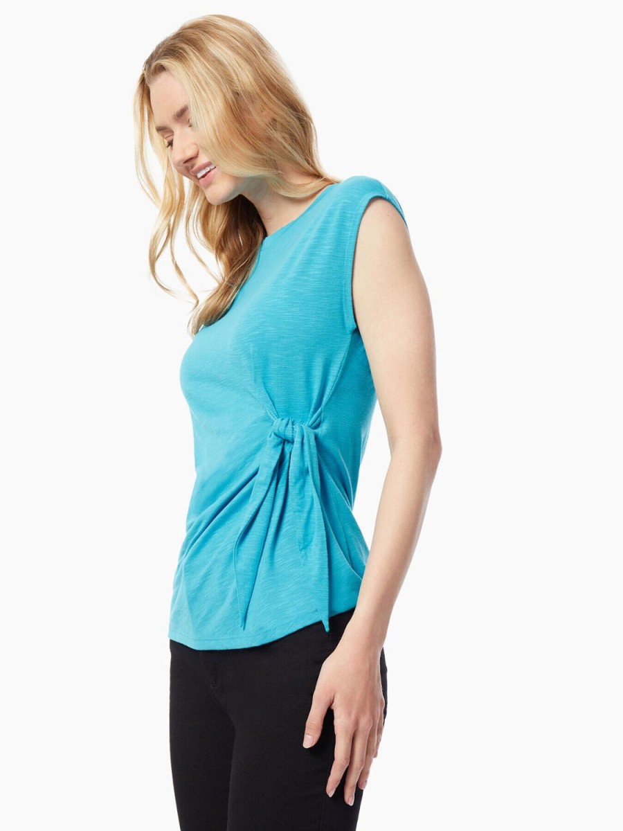 Jones New York Sleeveless Side Tie Slub Knit Top