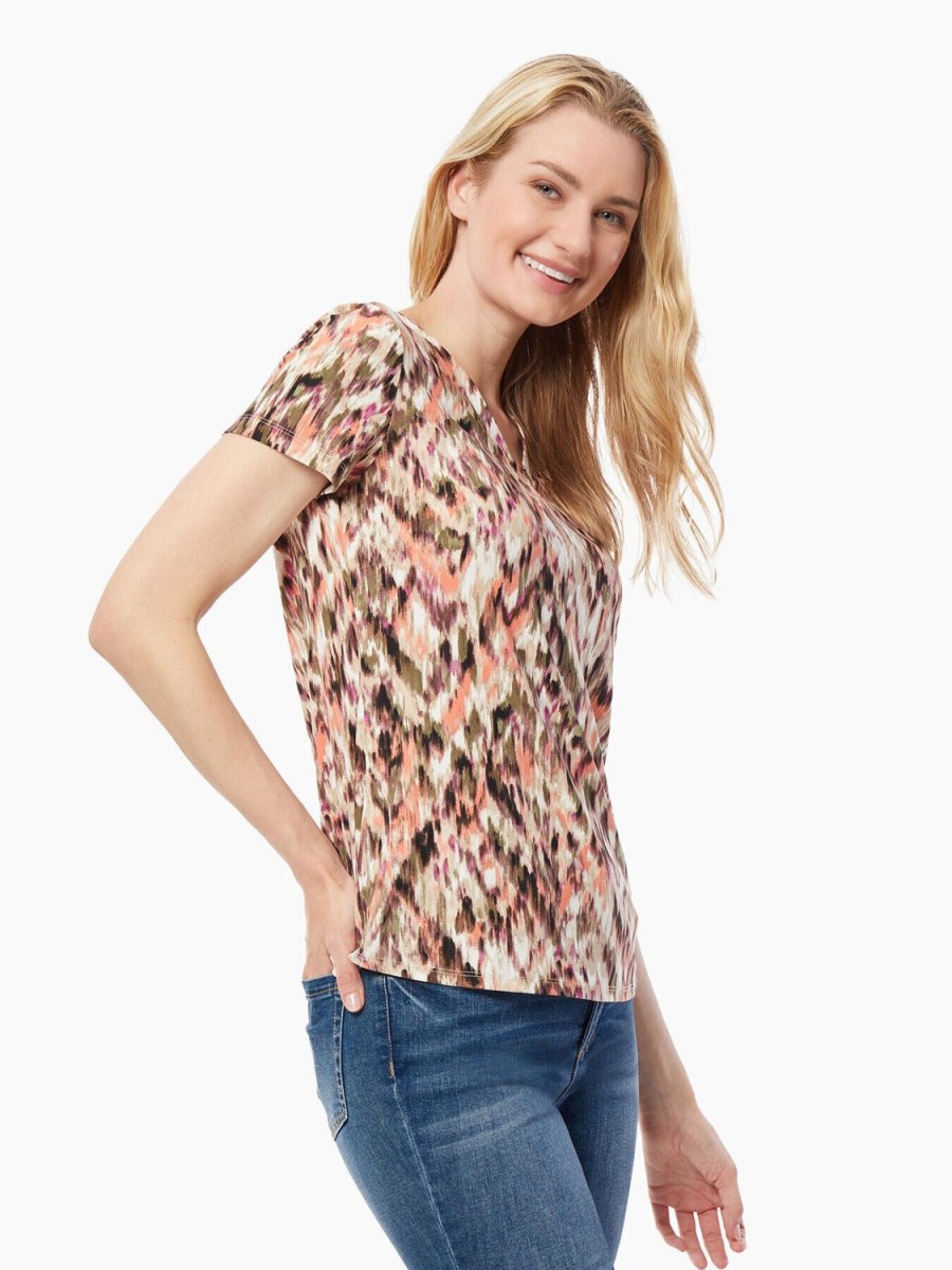 Jones New York Short Sleeve Moss Crepe Top