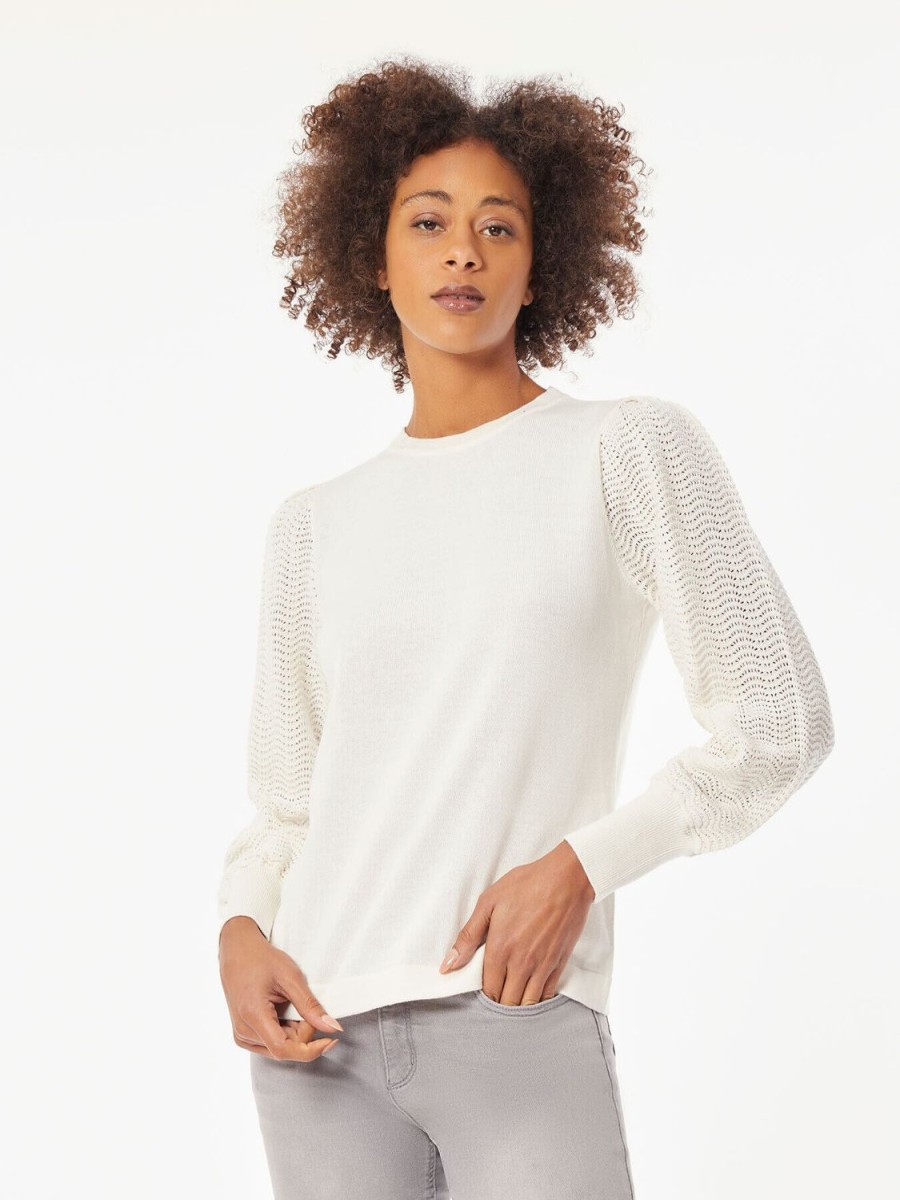 Jones New York Long Sleeve Puff Sleeve Knit Top