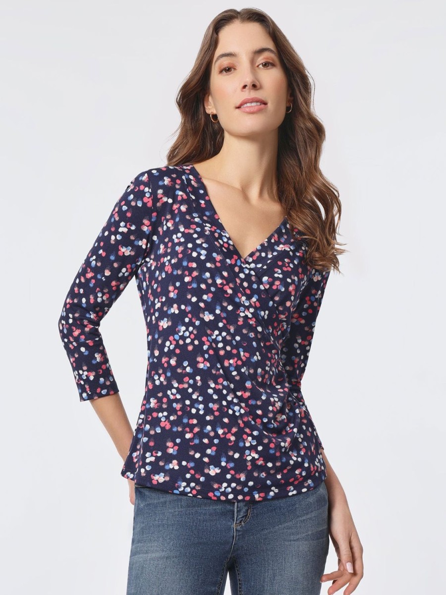 Jones New York Printed Moss Crepe Wrap Top