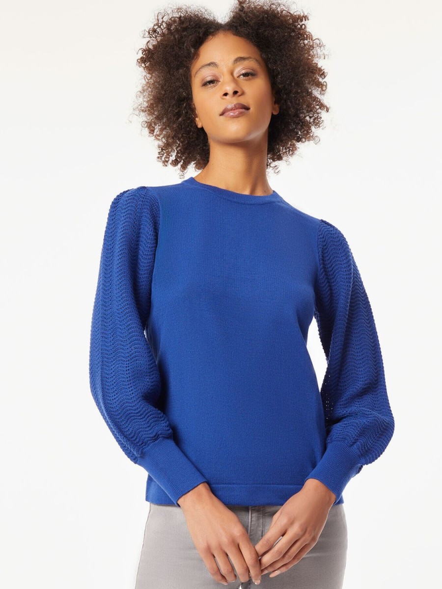 Jones New York Long Sleeve Puff Sleeve Knit Top