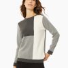 Jones New York Colorblock Crew Neck Button Detail Sweater