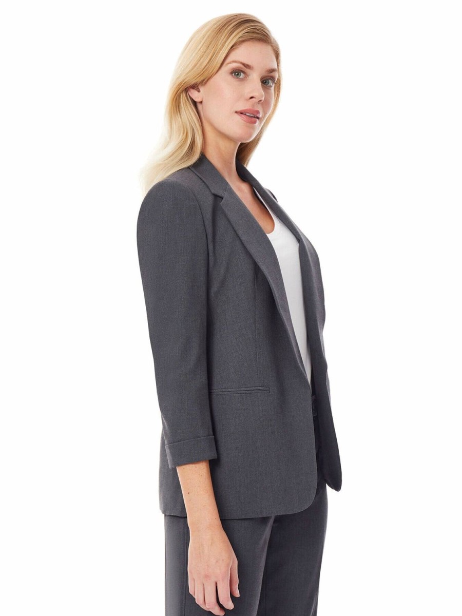 Jones New York Notch Collar Rolled Cuff Bi-Stretch Blazer