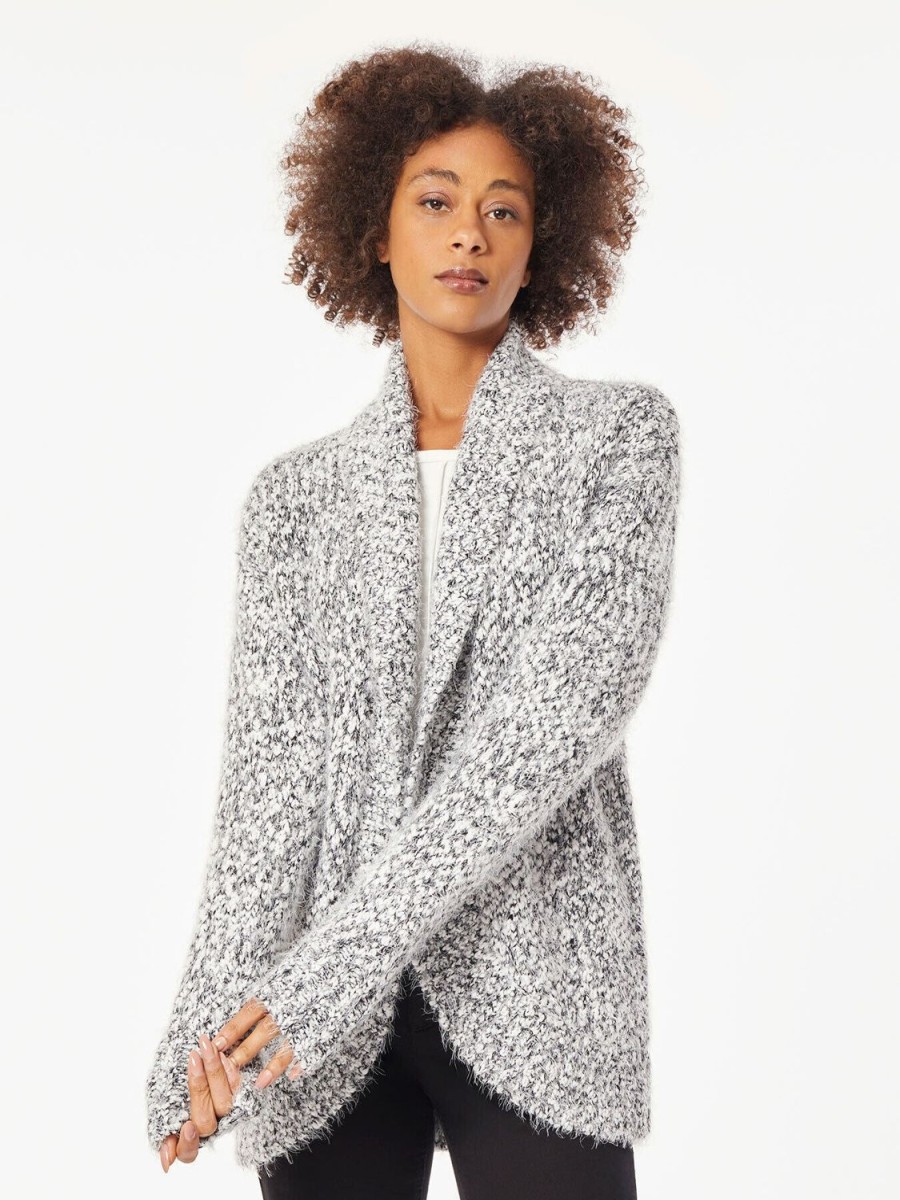 Jones New York Shawl Collar Rounded Hem Knit Cardigan