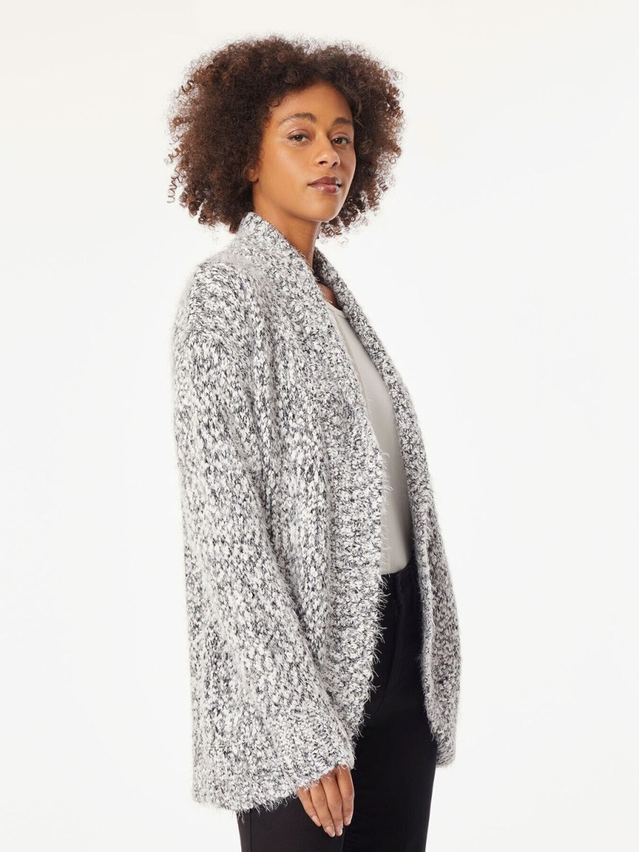 Jones New York Shawl Collar Rounded Hem Knit Cardigan