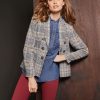 Jones New York Classic Plaid Double Breasted Jacket