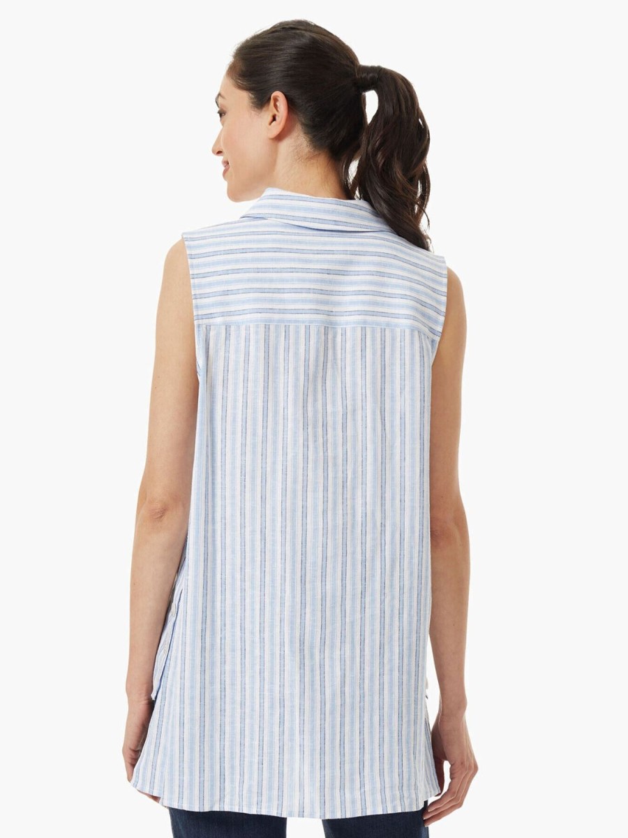 Jones New York Sleeveless Striped Linen-Blend Tunic