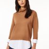 Jones New York Turtleneck Sweater Woven Shirt Combo Top