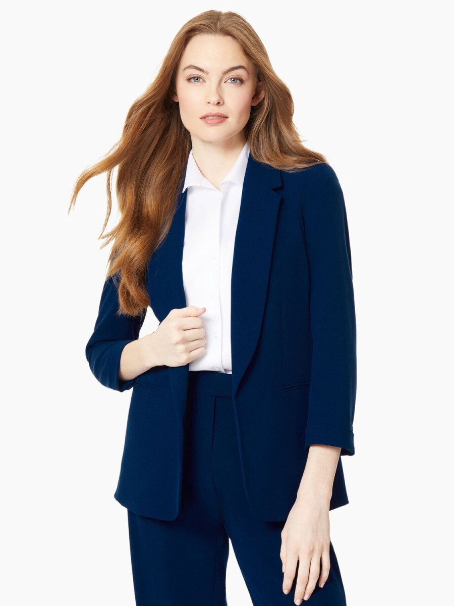 Jones New York Notch Collar Rolled Cuff Bi-Stretch Blazer