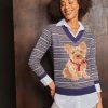 Jones New York Holiday Dog V-Neck Sweater