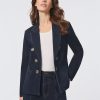 Jones New York Denim Faux Double Breasted Blazer