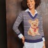 Jones New York Holiday Dog V-Neck Sweater