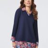 Jones New York Printed V-Neck Knit Combo Top