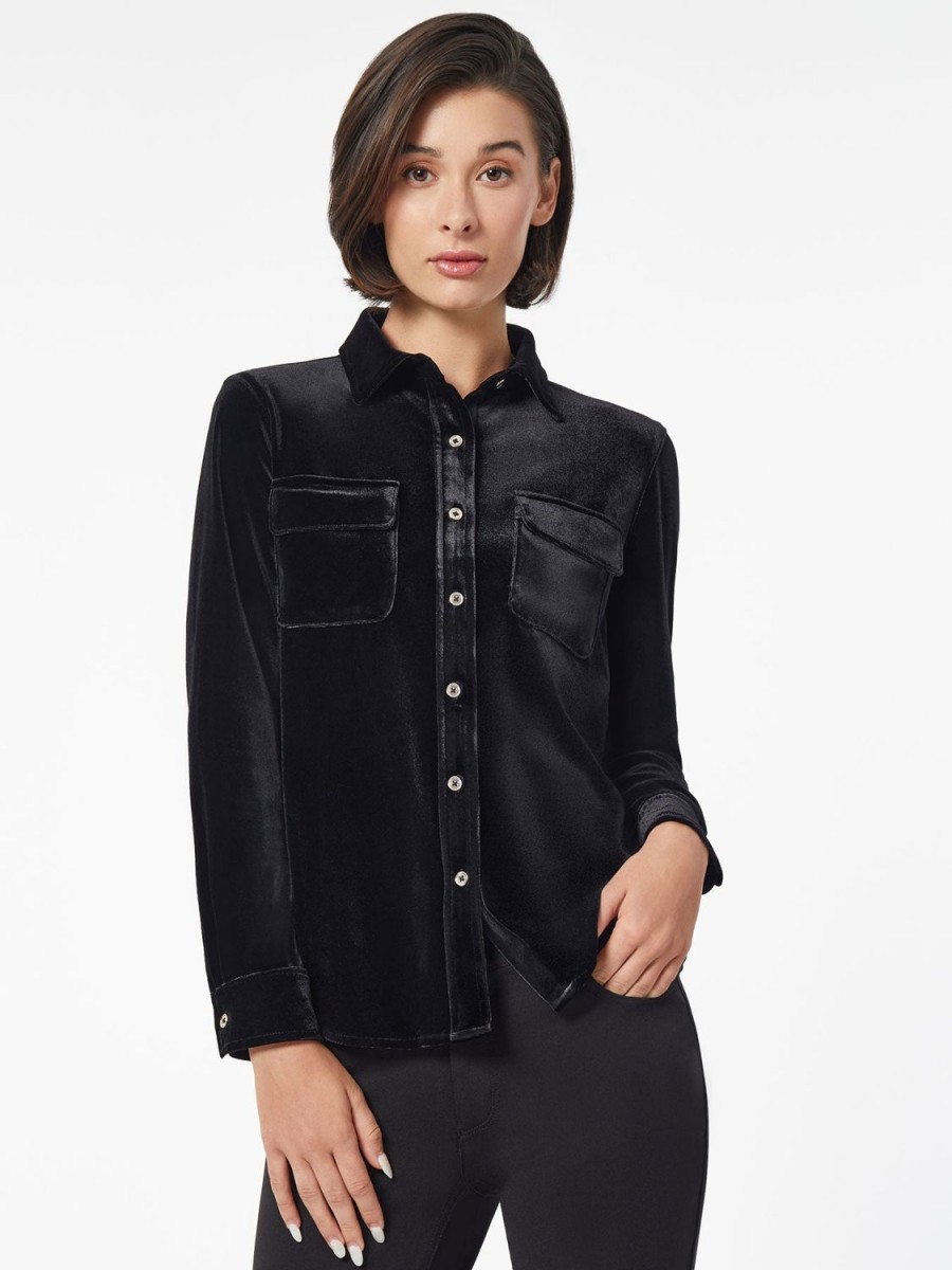 Jones New York Button-Front Velour Utility Shirt