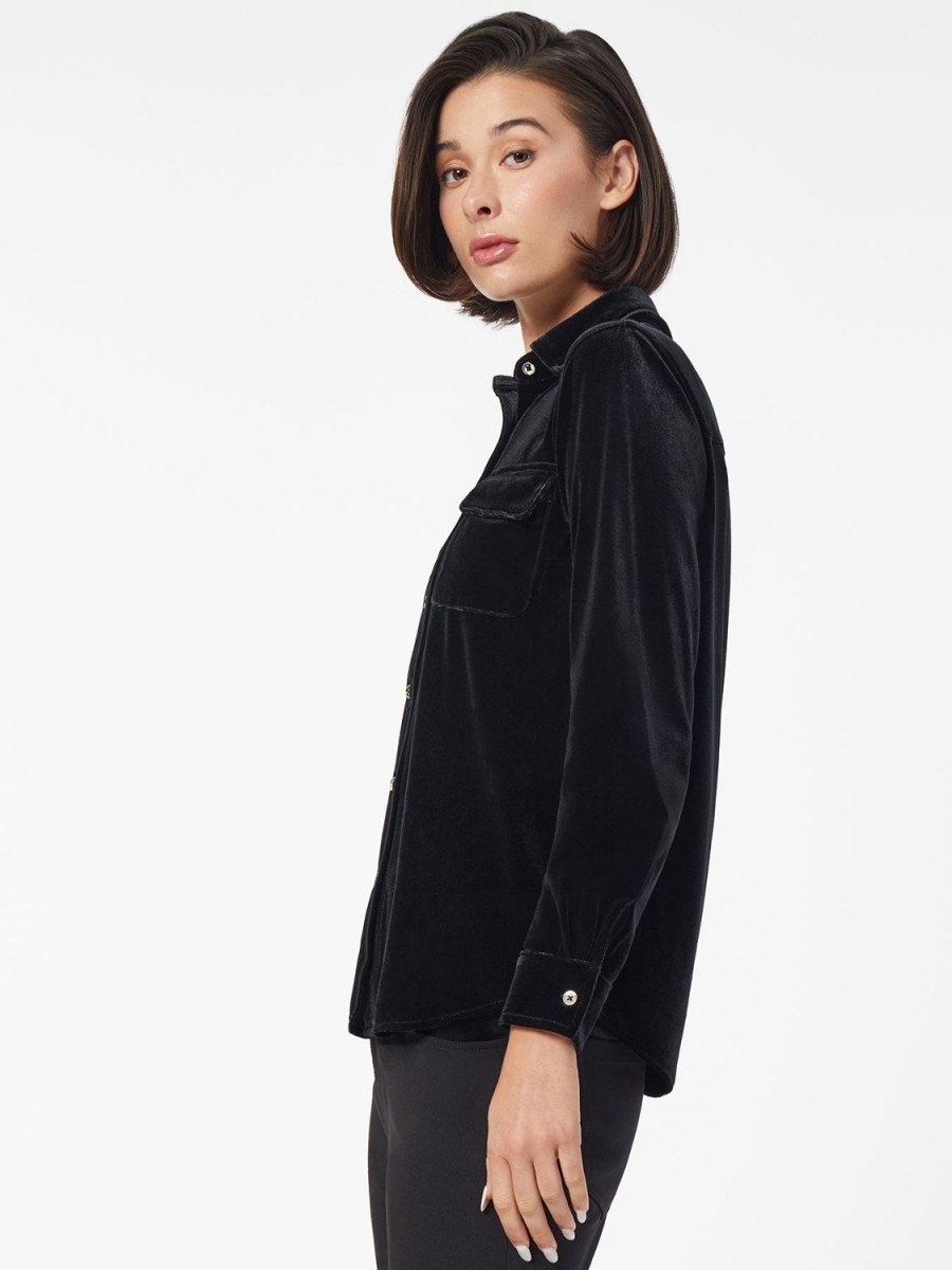 Jones New York Button-Front Velour Utility Shirt