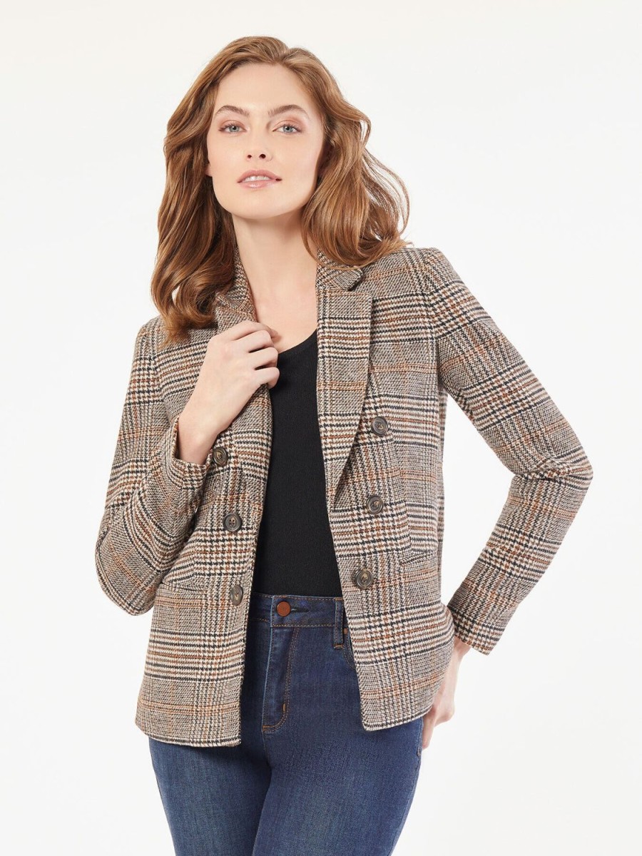 Jones New York Plus Size Classic Plaid Double-Breasted Jacket