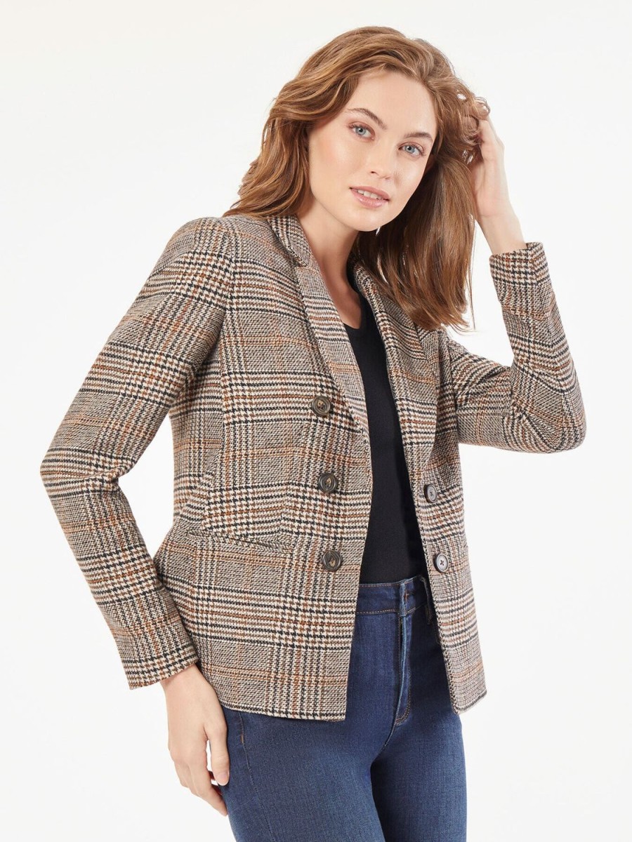 Jones New York Plus Size Classic Plaid Double-Breasted Jacket