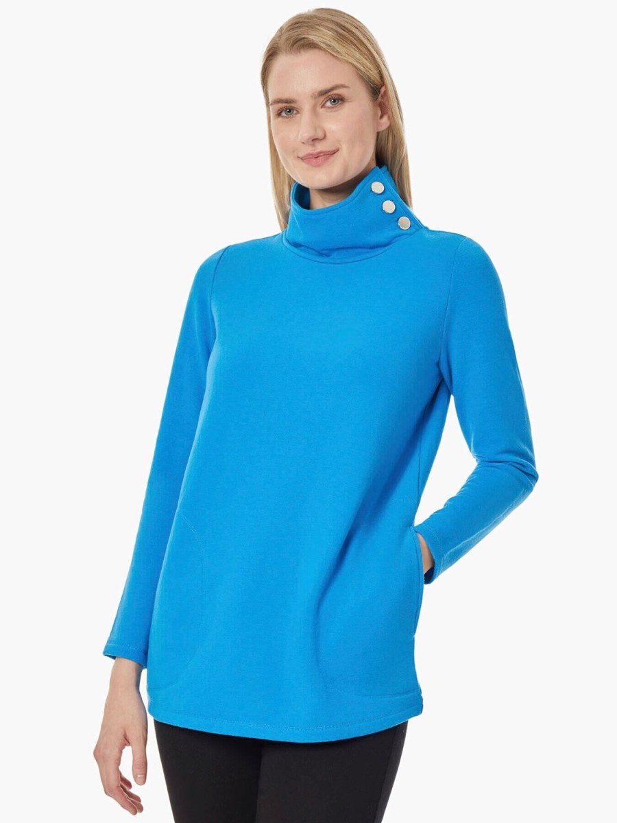 Jones New York Button Detail Fleece Turtleneck Tunic