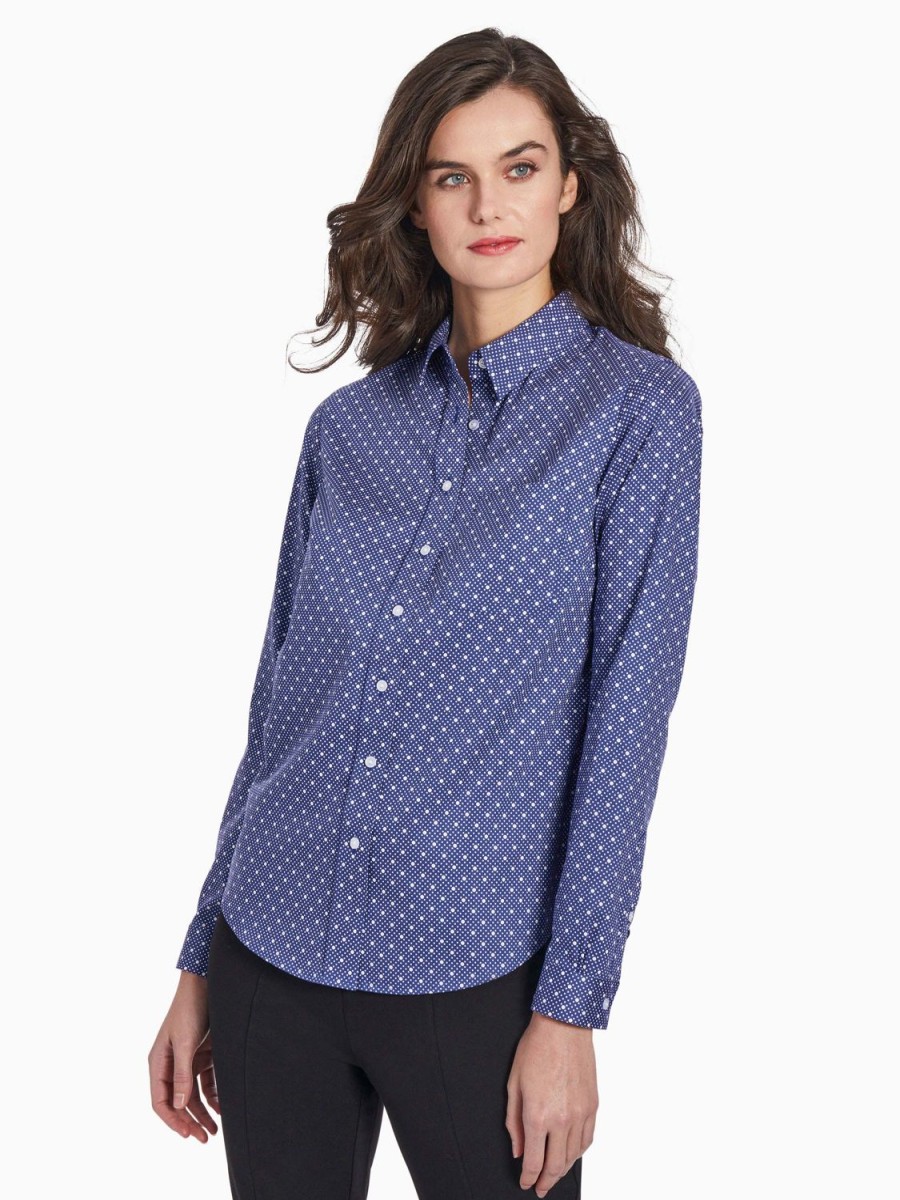 Jones New York Dotted Easy-Care Oxford Button-Up Shirt