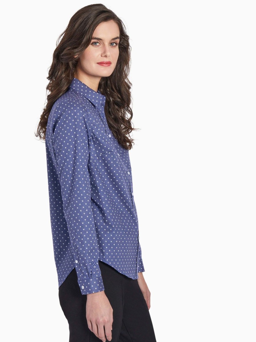 Jones New York Dotted Easy-Care Oxford Button-Up Shirt