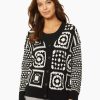 Jones New York Patchwork Pattern Jacquard Boyfriend Cardigan