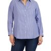 Jones New York Plus Size Striped Easy-Care Button-Up Shirt