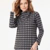 Jones New York Houndstooth Asymmetrical Jacquard Tunic