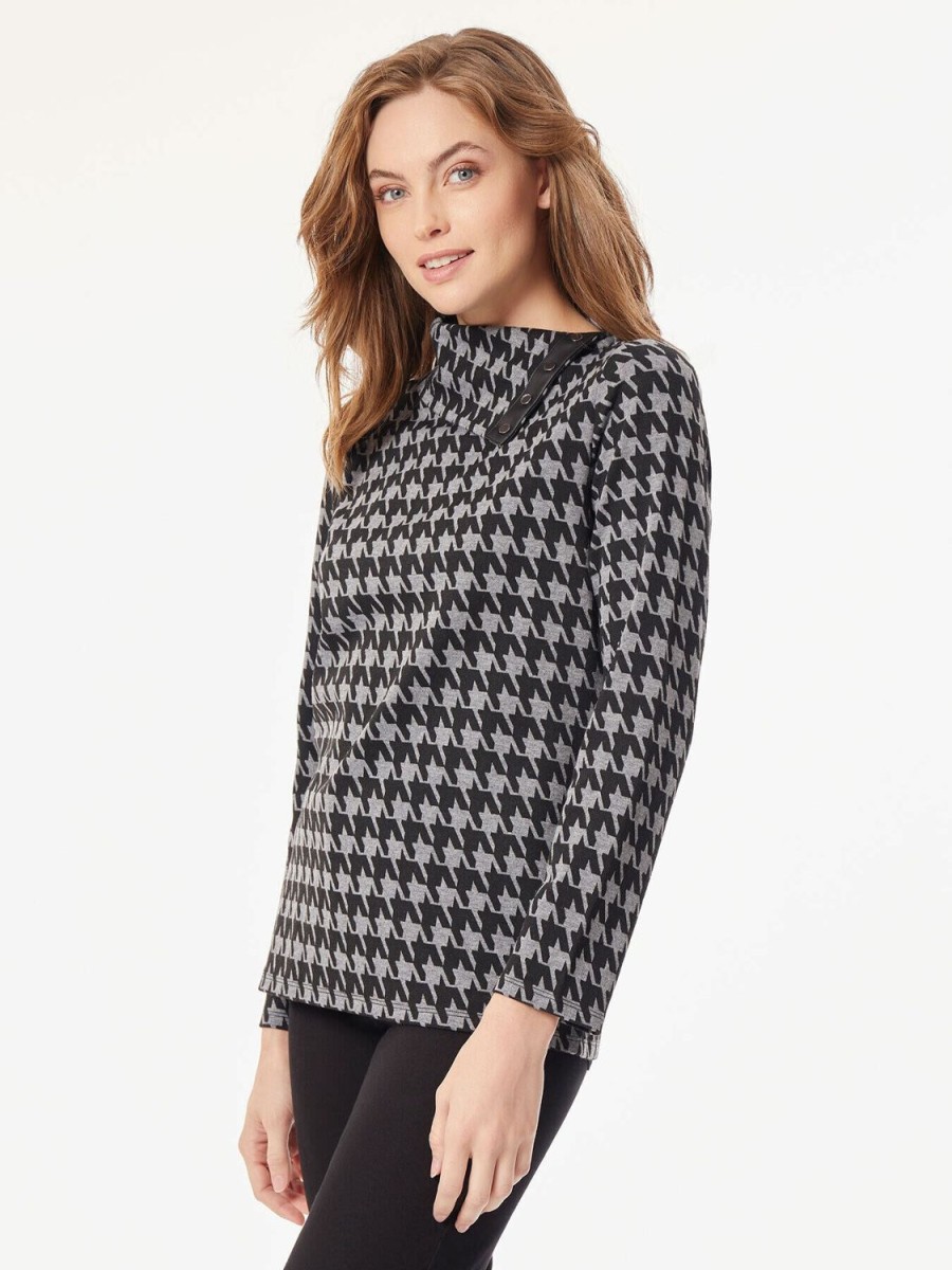 Jones New York Houndstooth Asymmetrical Jacquard Tunic