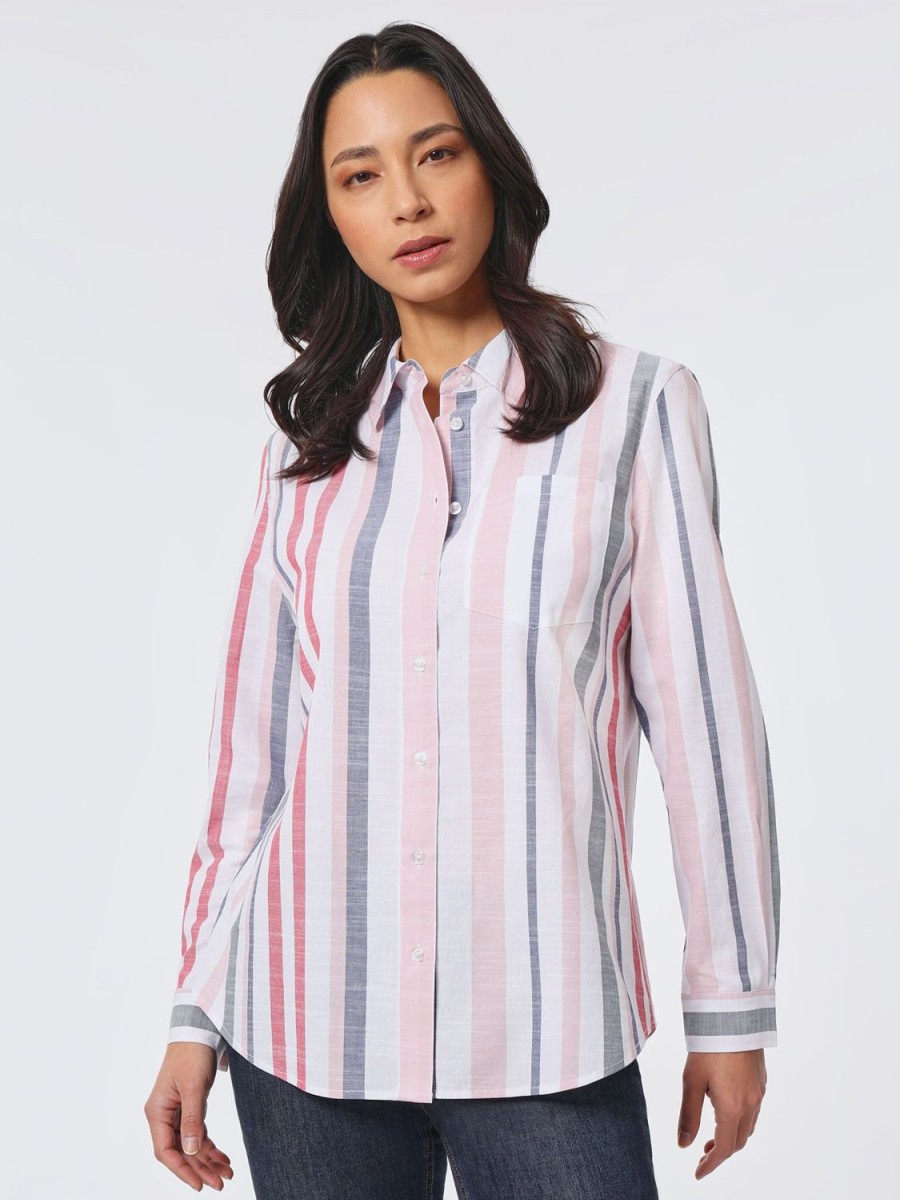 Jones New York Striped Cotton Oversized Button-Down Shirt