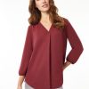 Jones New York Jasper Crepe V-Neck Kelly Blouse