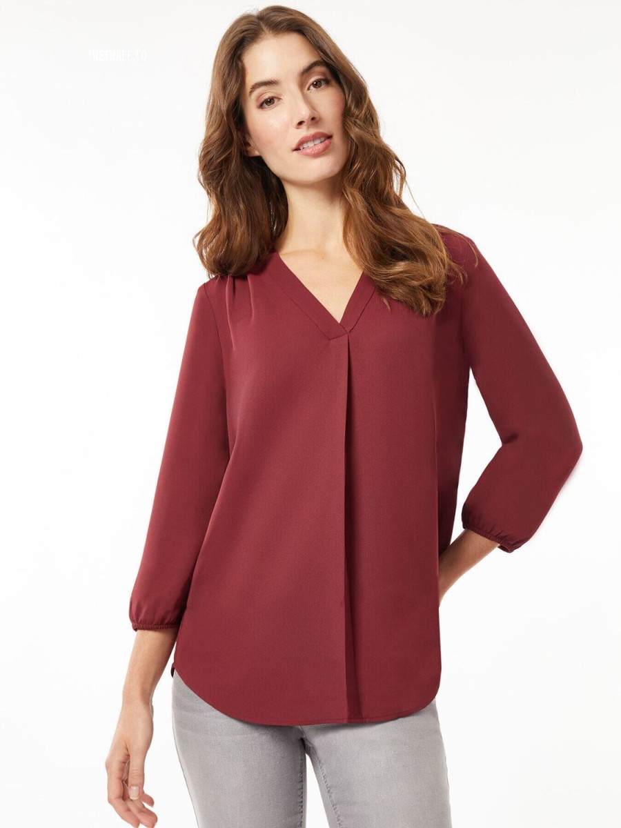 Jones New York Jasper Crepe V-Neck Kelly Blouse