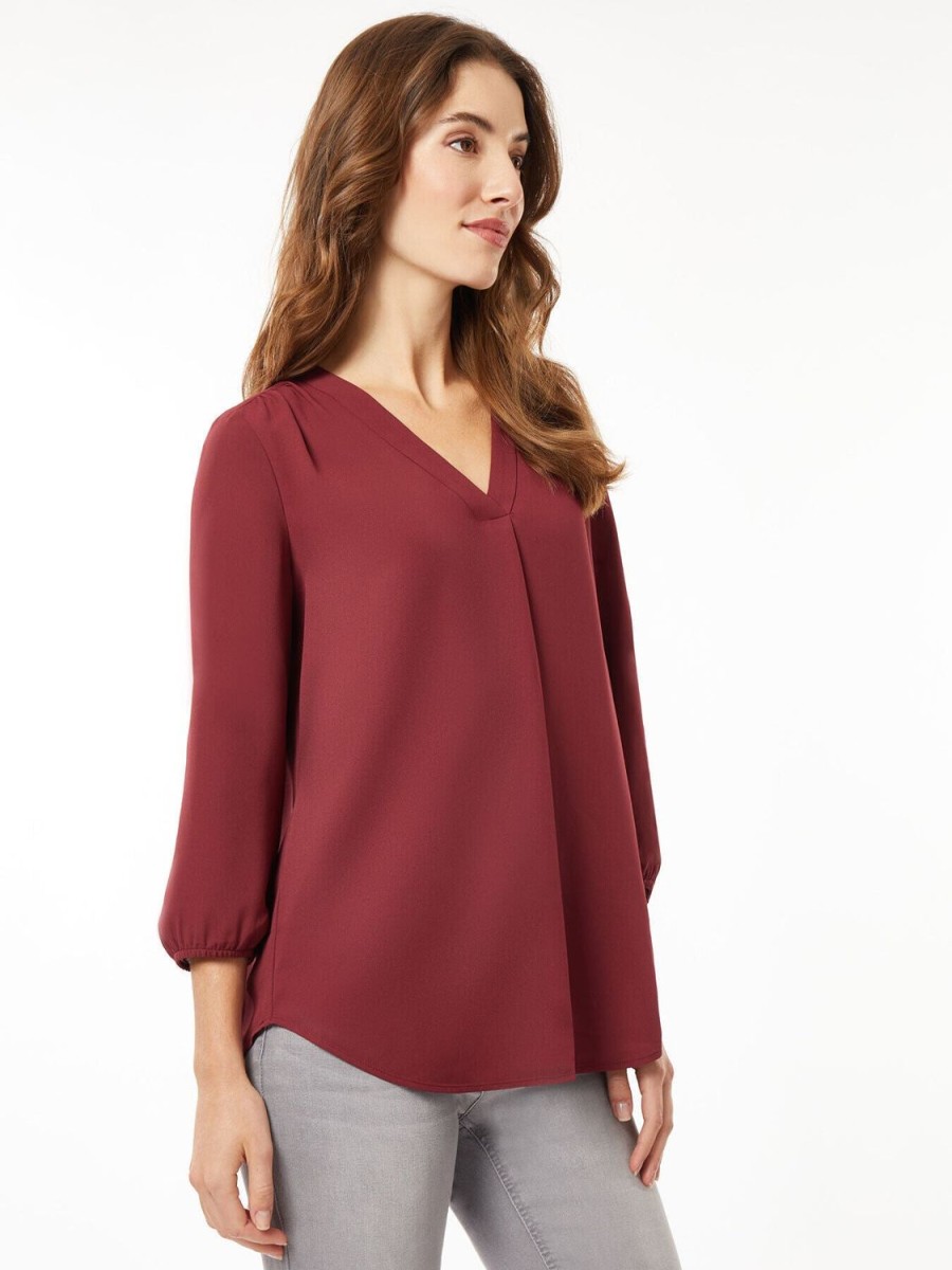 Jones New York Jasper Crepe V-Neck Kelly Blouse