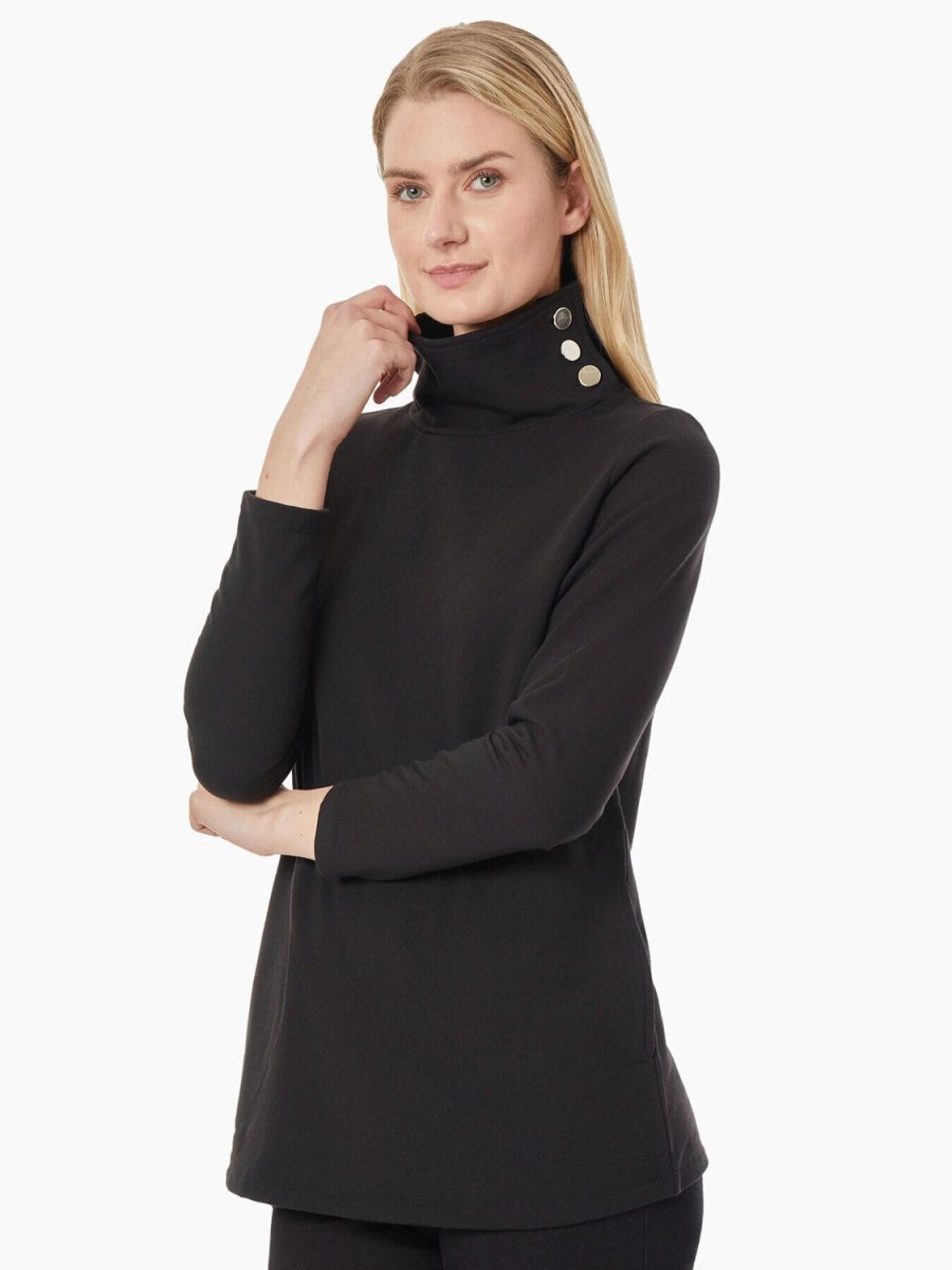 Jones New York Button Detail Fleece Turtleneck Tunic