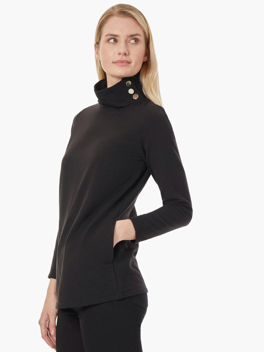 Jones New York Button Detail Fleece Turtleneck Tunic