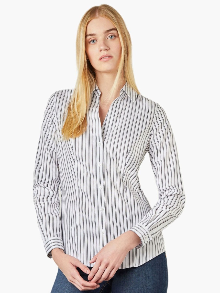 Jones New York Striped Easy-Care Button-Up Shirt