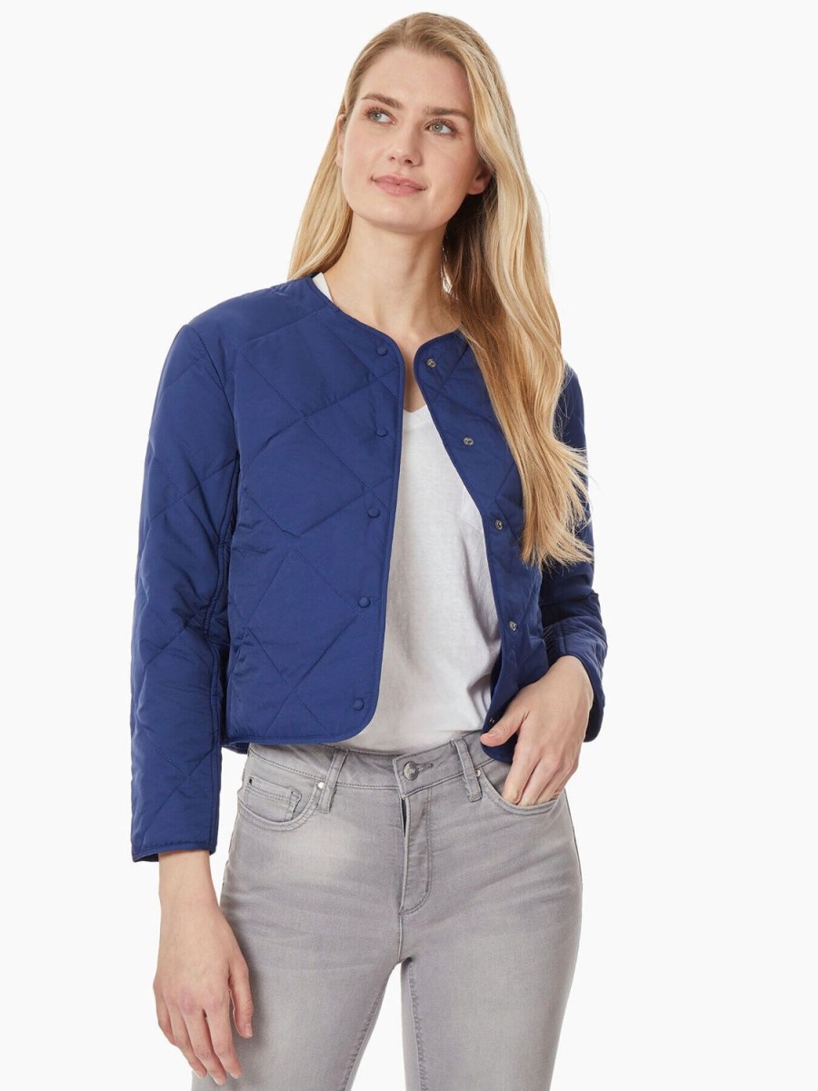 Jones New York Collarless Quilted Jacket