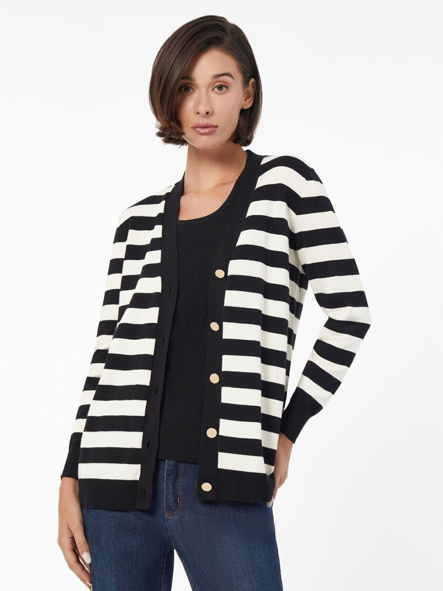 Jones New York Striped Button-Front Cardigan