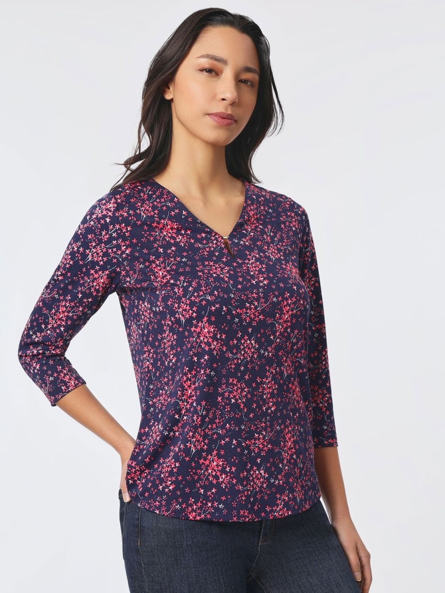 Jones New York Keyhole Neckline Moss Crepe Top