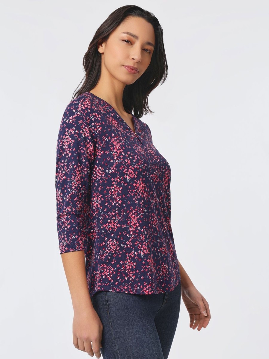 Jones New York Keyhole Neckline Moss Crepe Top